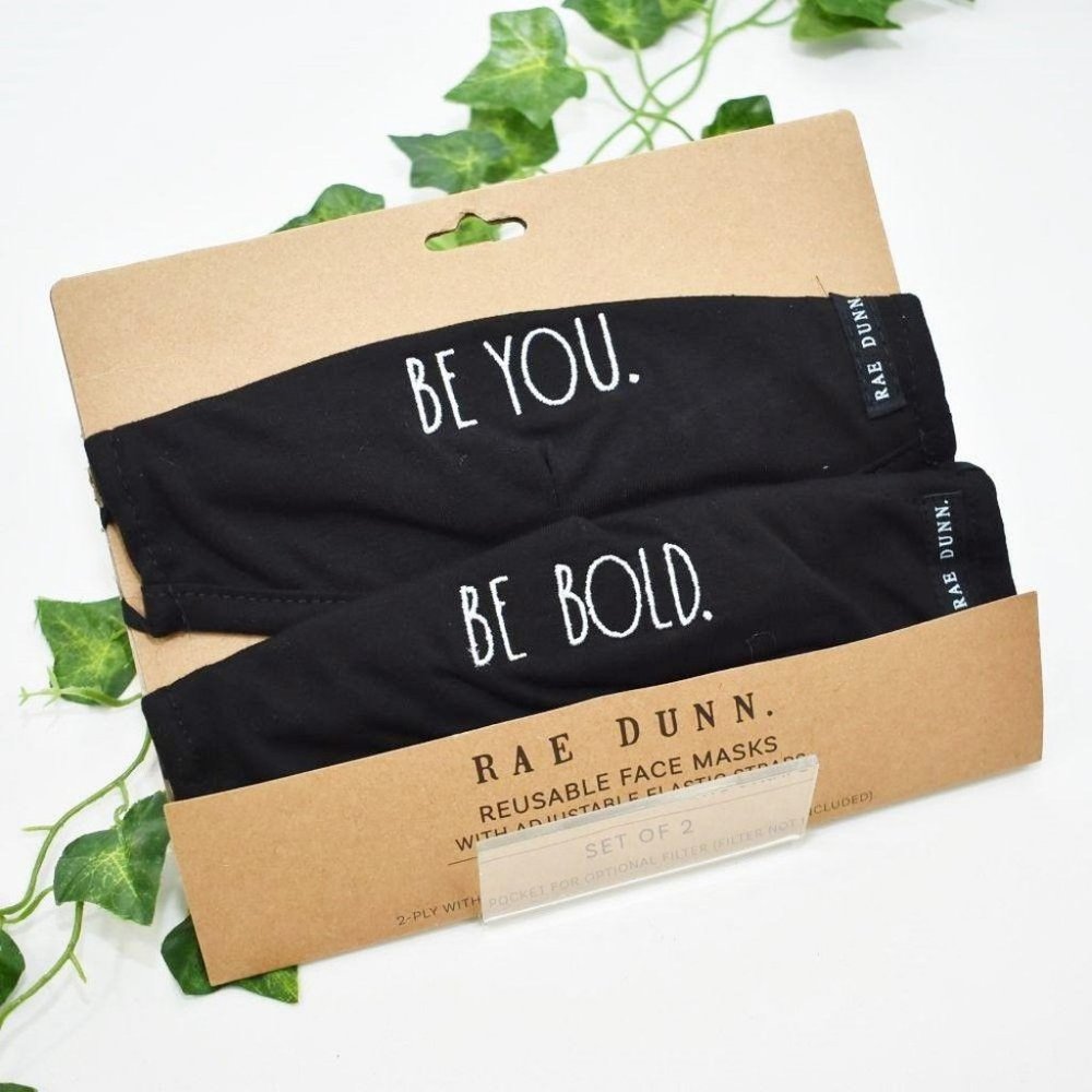 NWT Rae Dunn black cotton reusable face masks